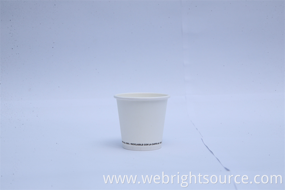 Disposable white paper cup